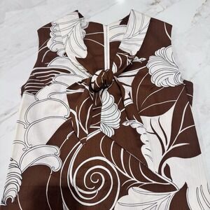 Vintage 70's Women's Sleeveless Shift‎ Dress in Mod Ribbon Floral Print Size 12